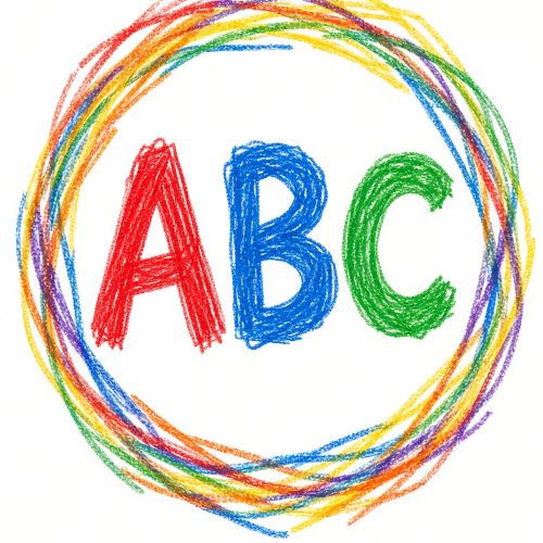ABC hand-drawn crayon logo